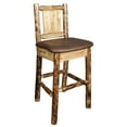 thumbnail image 5 of Glacier Country Collection Counter Height Barstool w/ Back - Saddle Upholstery, w/ Laser Engraved Bear Design, 5 of 11