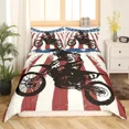 thumbnail image 1 of Luxury Bedding Set Motorcycle Print Duvet Cover Set with Pillowcase Motocross Bedspread boy‘s Bed Set, 1 of 7