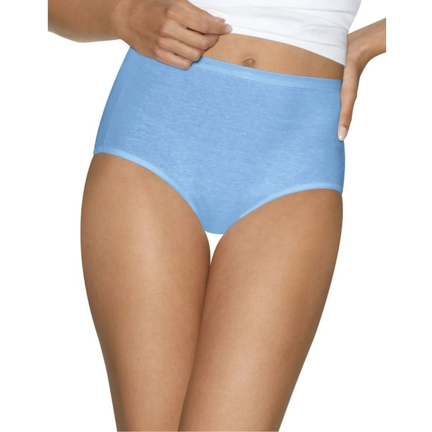 Hanes Womens Ultimate Comfort Cotton 5-Pack Briefs, 9, Blue/White 