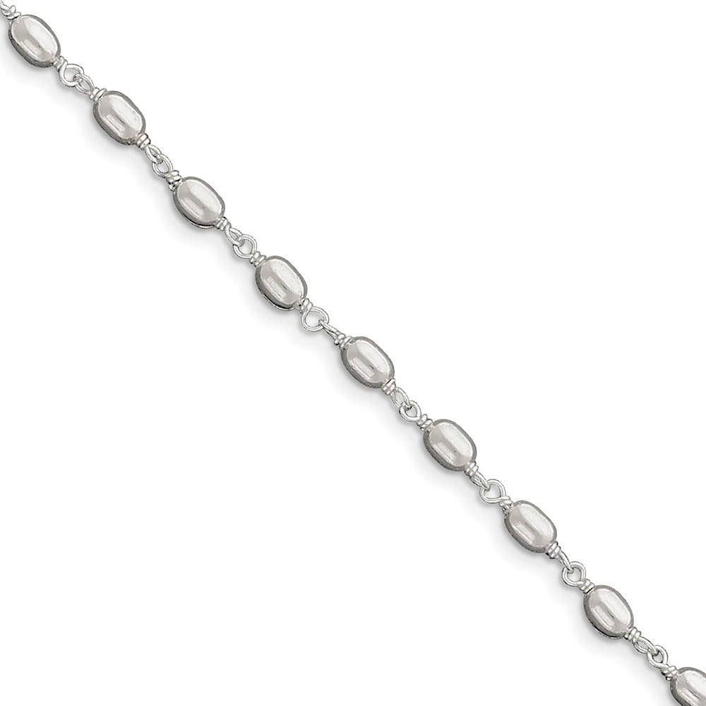 Solid 925 Sterling Silver 10 inch Polished Fancy Link Anklet Bracelet with Secure Lobster Lock Clasp 