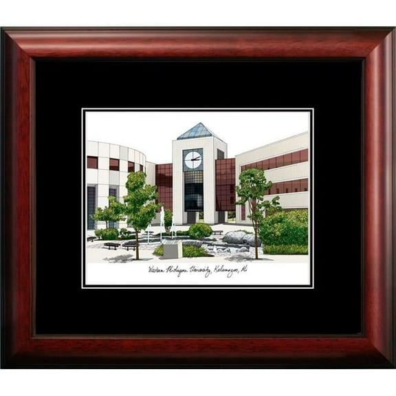 Campus Images MI981A 18 x 14 in. Western Michigan University Academic Framed Lithograph - Satin Mahogany