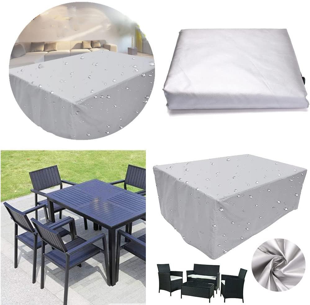 Tarpaulin Garden Table 120X120X74cm,Waterproof Cover for Garden Furniture, Rectangular Seating Sets, Rain Cover and Dustproof, Heavy Duty, Anti-UV (Silver 120X120X74cm)