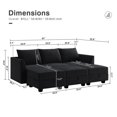 thumbnail image 3 of HONBAY Velvet Sectional Sofa Bed Couches Set for Living Room, Black, 3 of 7
