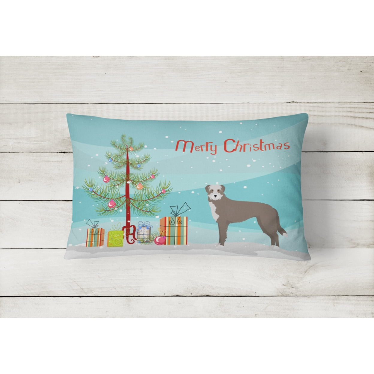 Carolines Treasures CK3850PW1216 Lurcher 1 Christmas Tree Canvas Fabric Decorative Pillow, 12H x16W, multicolor