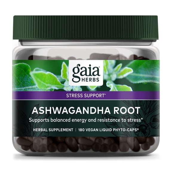 Gaia Herbs Ashwagandha Root - Stress Relief & Sleep Support Supplement - Supports Balanced Energy Levels & Positive Outlook* - 180 Vegan Liquid Phyto-Caps