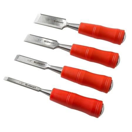 Wood Chisel Set, 4 Piece With Box- Includes 1 Inch, ¾ inch, ½ inch and ¼ inch Blades By Stalwart (Tools for Woodworking Carving Sculpture
