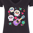 thumbnail image 4 of Inktastic Day of the Dead Owl Sugar Skulls and Guitar Women's V-Neck T-Shirt, 4 of 5