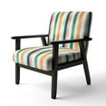 thumbnail image 3 of Designart "Striped Pattern With A Nod To Retro Revival I" Teal Striped Upholstered Accent Chair - Modern Arm Chair For Bedroom, 3 of 5