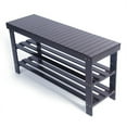 thumbnail image 5 of Tcbosik Slatted Bamboo 3-Tier Shoe Rack Bench in Coffee Brown Finish, High-Capacity Entryway Organizer & Seat - 35.43"L x 11.02"W x 17.72"H, 5 of 10