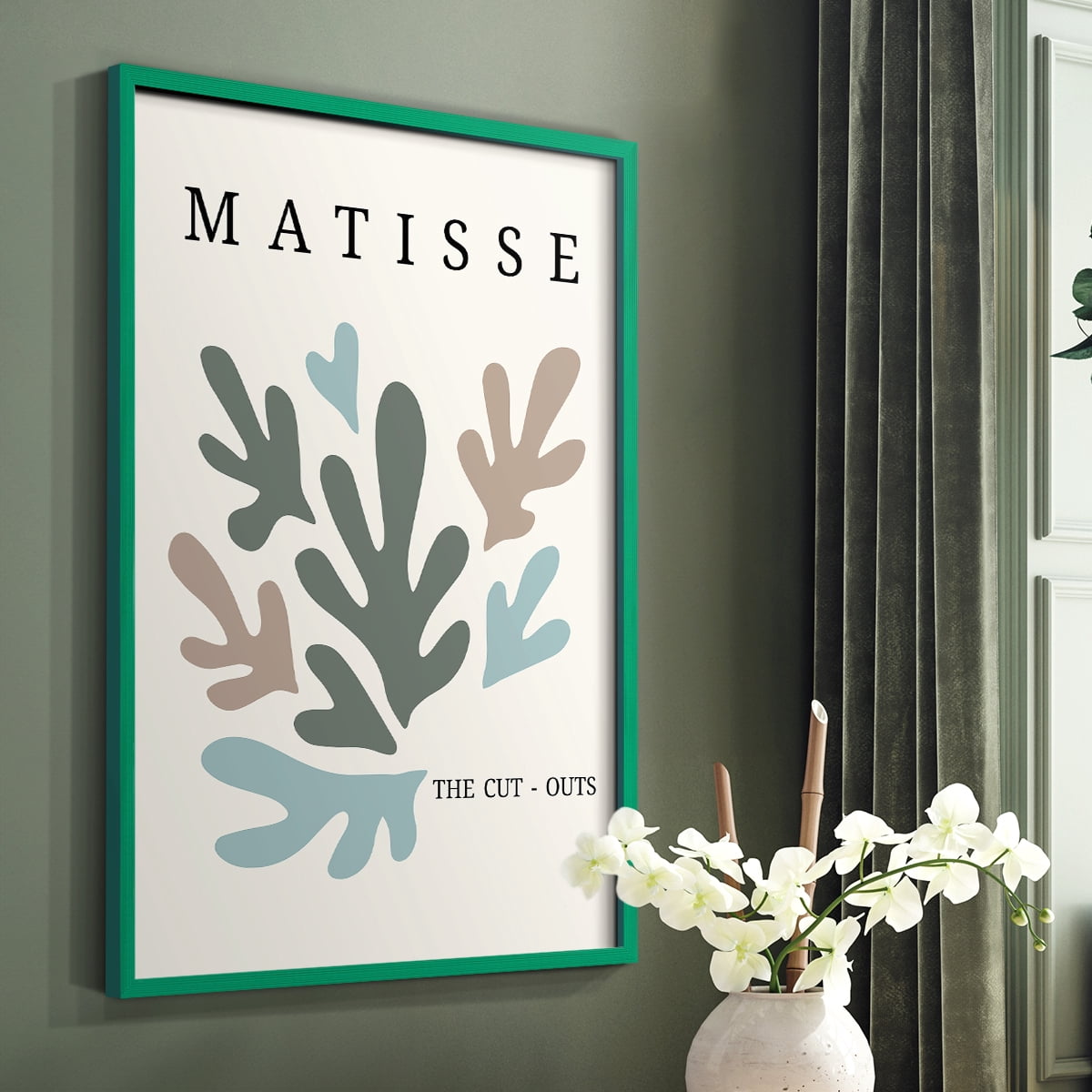 Matisse CDII in Green Solid Wood Framed Print No Nail Hanging