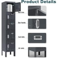 thumbnail image 3 of Metal Lockers - 66" Height Steel Lockers for Employees with 5 Door Storage Locker with Card Slot for Employees Gym School Home Office Garage - Assembly Required, 3 of 7