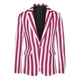 thumbnail image 5 of INSPIRE CHIC Men's Blazers Striped Pattern One Button Notach Lapel Collar Coat M Red White, 5 of 6