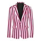 thumbnail image 5 of BLAZERS PARA HOMBRES INSPIRADOS EN CHIC, PATRÓN A RAYAS, CHAQUETA DE CUELLO CON SOLAPA DE UN BOTÓN XL ROJO Y BLANCO, 5 of 6