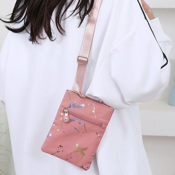 Women's Polyester Shoulder Bag, Slim Casual Wallet with Adjustable Strap, Ideal for Work Dating, Black Pink Blue Beige