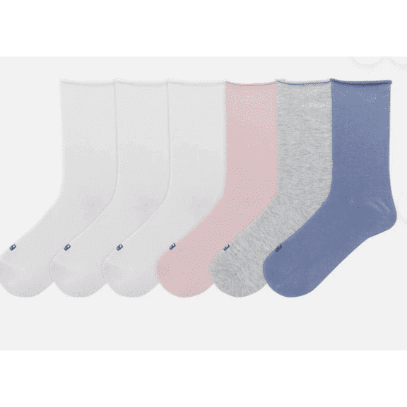 K BELL Women's Modal Roll Top Crew Socks, 5.5-10 Shoe Size, 6 Pairs Multicolor