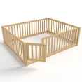 thumbnail image 6 of Bellemave Full Size Floor Bed with Door and Fence, Montessori Floor Bed Full, Wood Floor Bed with High Guardrails, Natural, 6 of 10