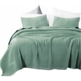 thumbnail image 3 of Kasentex  Quilt Set Soft Bedspread - Light Weight, Stone Washed, Down Alternative Fill, Machine Washable Green King, 3 of 5
