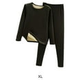 thumbnail image 4 of Qarigey Conjunto de ropa interior térmica para mujer, calzoncillos largos suaves y cómodos para clima frío de invierno, Color sólido, Ropa interior Negro XL, 4 of 6