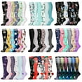 thumbnail image 3 of Compression Socks for Women Circulation Knee High 6 Pairs for Nurses, Running, Travel, Athletic，Style 30, 3 of 6