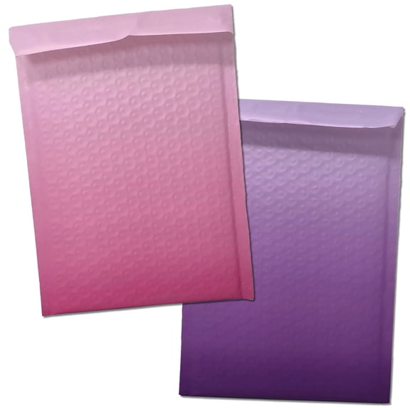 Pink and Purple Gradient Slide 6x10 inch Colored Poly Bubble Mailers Combo, Unique