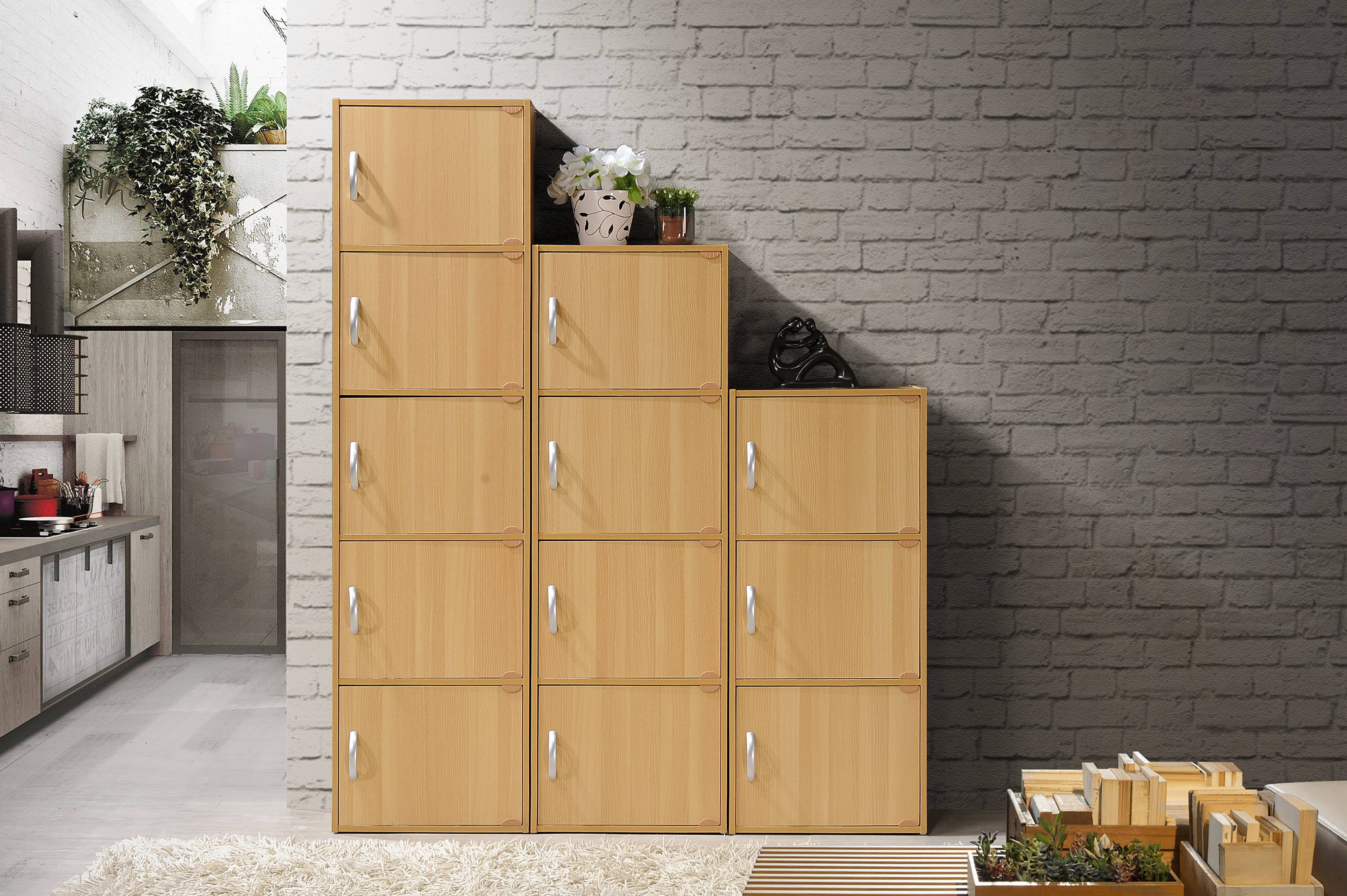 Hodedah 5-Shelf, 5-Door Multipurpose Cabinet, Brown