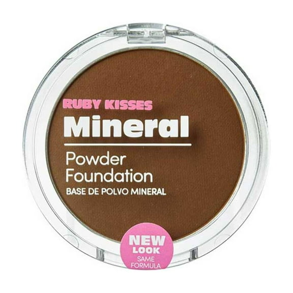 Ruby Kisses Mineral Pressed Powder Foundation, Medium to Full Coverage Natural Finish 0.35 Ounce (Cognac)