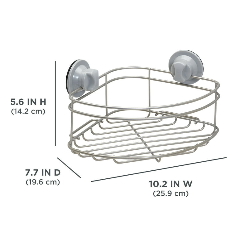 Satin Nickel Steel Corner Shower Basket, Better Homes & Gardens, 1 Shelf,  Suction/Adhesive 