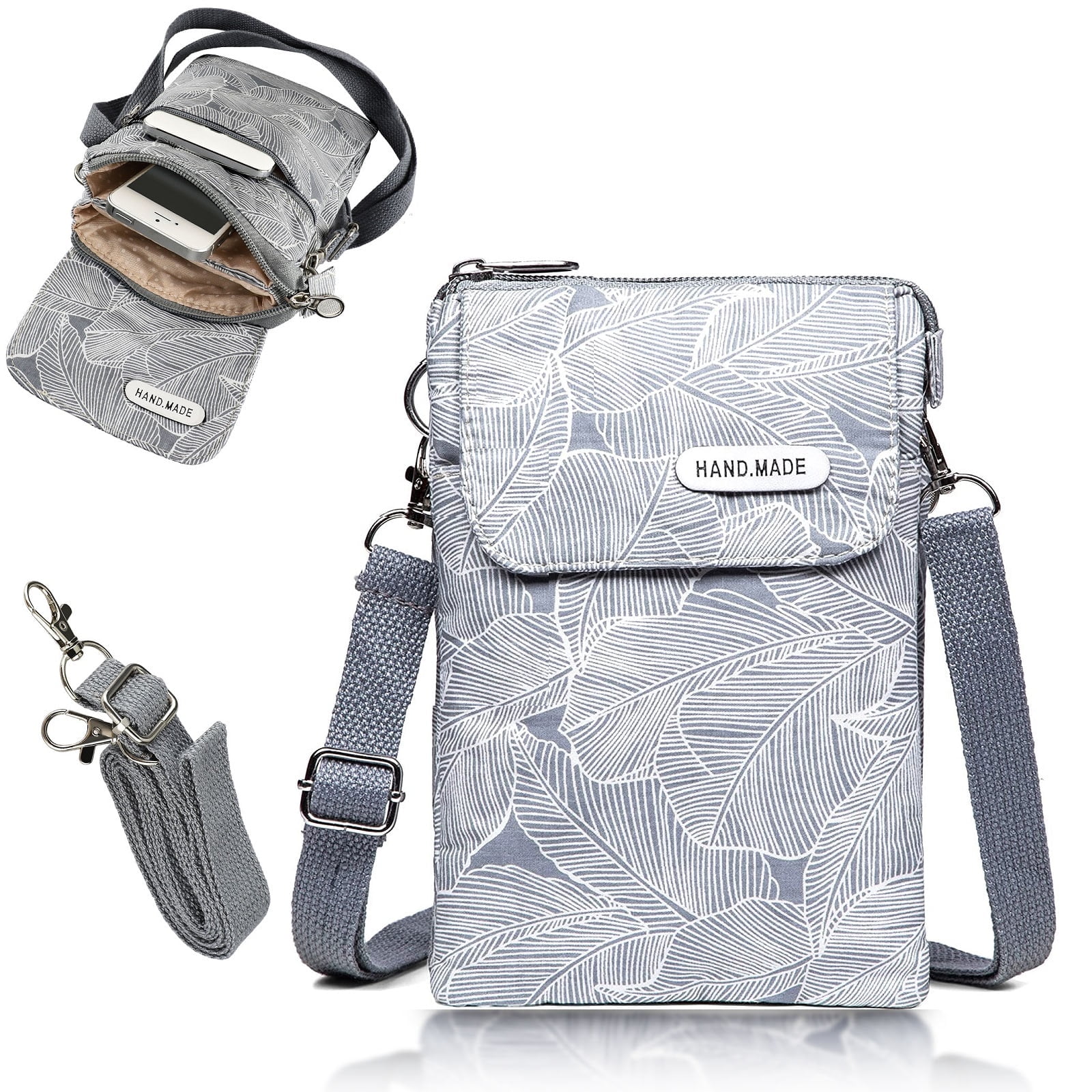 Small Canvas Cell Phone Purse Wallet Leaf Pattern Roomy Casual Crossbody Bag For Women Girls Mini Lightweight Shoulder Bag With Adjustable Shoulder Strap Walmart
