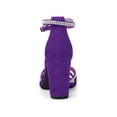 thumbnail image 2 of BLISSFUL STEP Women's Shoes Rhinestone Crisscross Strappy Block Heel Faux Suede Ankle Buckle Sandals Purple 9, 2 of 7