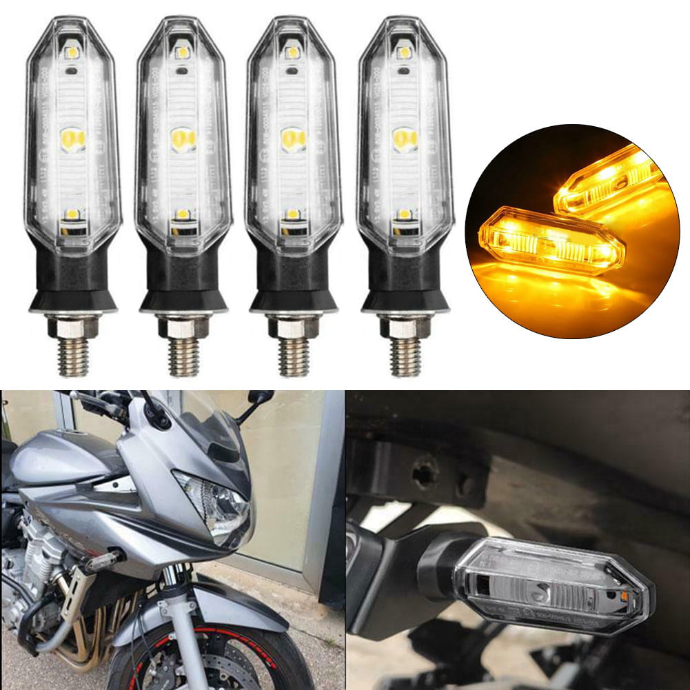 Pair ABS Motorcycle LED Turn Signal Lamp Indicators Amber Light For Honda Suzuki