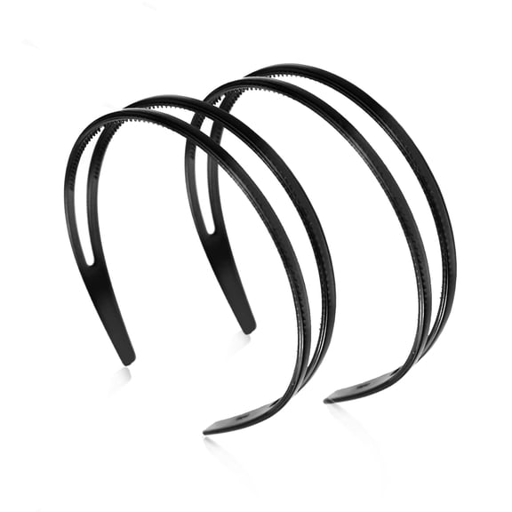 BZCOE 2 Pieces Plastic Headband Double Row Teeth Comb Hair Band Simple and Chic Hair Hoop Non-Slip Hair Accessory for Women Girls Daily Dating Decorations(Black)