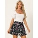 thumbnail image 3 of INSPIRE CHIC Minifalda Floral Tipo Patinadora Con Cintura Elástica Y Dobladillo Con Volantes En Capas Para Mujer Negro rosa L, 3 of 5