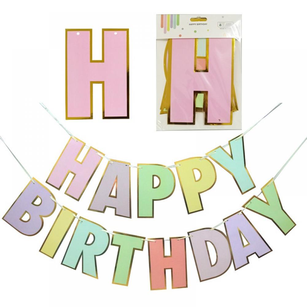 Birthday Party Layout Decoration Happy Birthday English Alphabet Bunting Alphabet Garland Banner Walmart Com Walmart Com