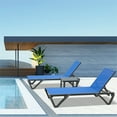 thumbnail image 2 of 3PCS Outdoor Chaise Lounge, Aluminum Patio Lounge Chair with Wheels, All-Weather Five-Position Adjustable Reclining Chair and Side Table for Beach, for Patio Pool, Deck, Beach, Yard (Blue), 2 of 7