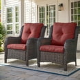 thumbnail image 6 of Gymojoy 2-Piece Patio Furniture Chair,Outdoor PE Wicker Lounge Chair with Deep Seating,Red Cushion, 6 of 6