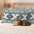 thumbnail image 3 of Teal Green Pillow Covers 2 Pack Southwestern Native Aztec Ethnic Style Geometric Pillowcase Waterproof Outdoor Throw Pillow Cover for Patio Balcony Rectangular Cushion 20”x12”, 3 of 9