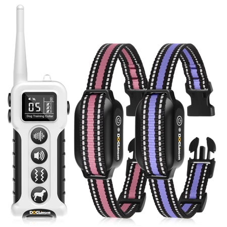 PetJoy No Shock Dog Training Collar with Remote 2 Dogs 3300ft Vibrating Dog Collar with Beep &Vibration IPX7 Waterproof Dog Bark Collar No Shock for 5-120lbs Dogs,No Prongs