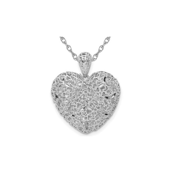Gem & Harmony Sterling Silver Heart Pattern Pendant Necklace with Chain for Women
