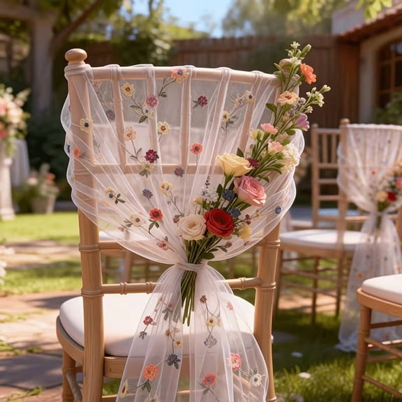 Romantic Colorful Floral Lace Table Runner - Elegant Embroidered Design for Weddings, Anniversaries, and Gatherings
