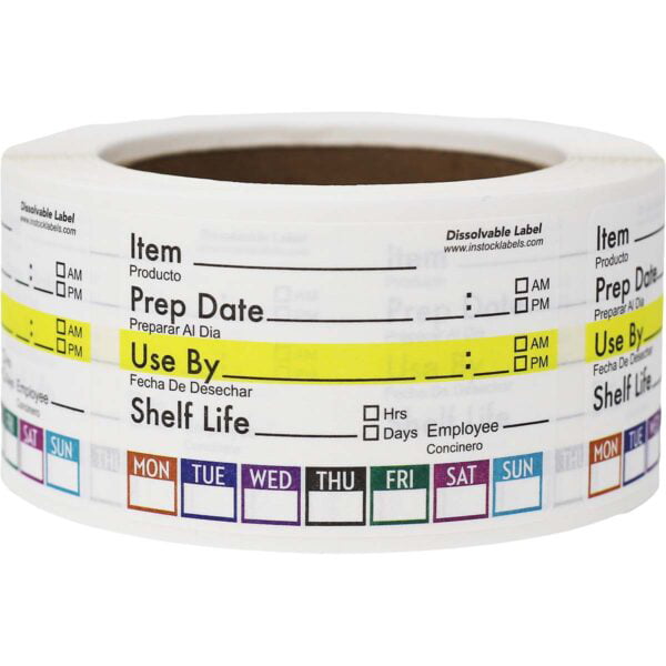 Dissolvable Food Rotation Prep Labels2 x 3" Inch500 Pack 