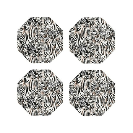 

Tideii Leopard And Zebra for Leather Coasters 4 Pieces Anti-fouling and Anti-scalding Decorative Coasters Suitable for Restaurants Kitchens Coffee Shops-Octagon