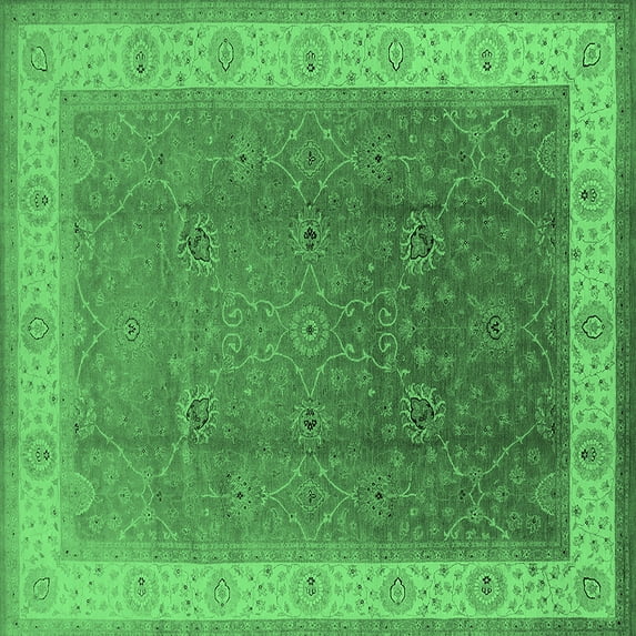 Ahgly Company Indoor Square Oriental Emerald Green Traditional Area Rugs, 8' Square