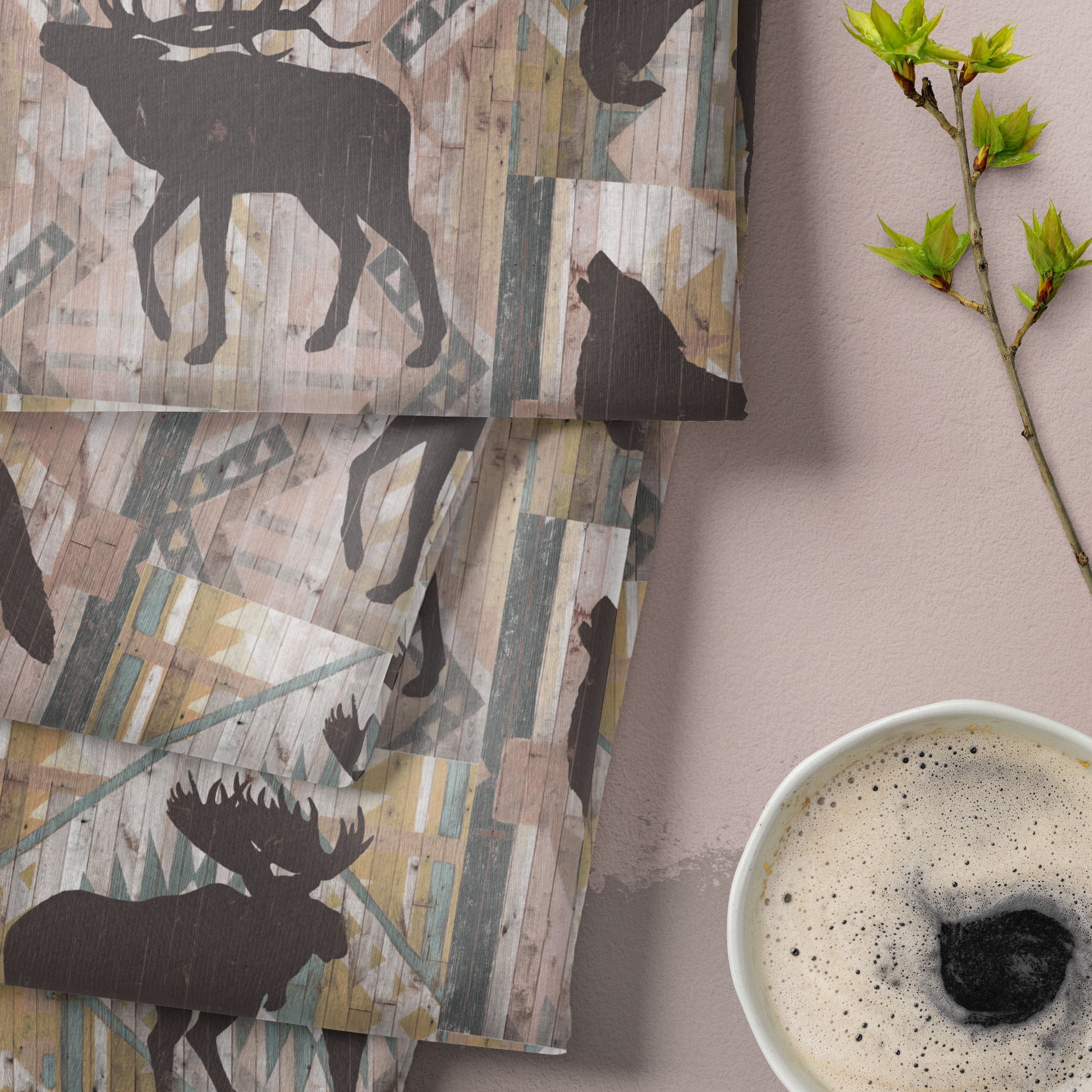 (2 pack) David Textiles Cotton Precut Moose Bear Fabric 1 yd X 44"