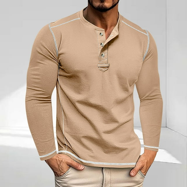 Chbgutlmr Fall Shirts for Men Drop Shoulder Long Sleeve Fitting Casual Work Button Shirts Tops Trendy