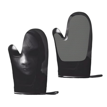 

Zeuib Mystical Masked Figure Monochrome Print Oven Mitts Oven Gloves with Non-Slip Silicone Heat and Slip Resistant Cooking Mitt Set for Cooking and Baking (2 Count)