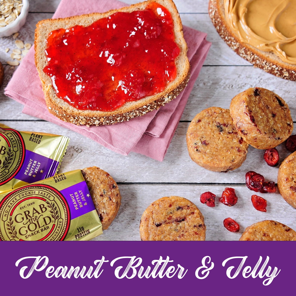 Pack of 12, Grab The Gold Peanut Butter & Jelly Snack Bar, 2 oz