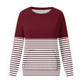 thumbnail image 4 of Cmfcve Sweatshirt for Women Striped Contrast Casual Tunic Tops Crew Neck Long Sleeve Pocket Loose Pullover, 4 of 6