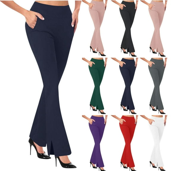 Wide Leg Pants for Women Sports Casual Solid-Color Loose And Tight Waist Button Side Pocket Tight with Slit Cuffs Yoga Lounge Sweatpants Dark Blue S-2XL