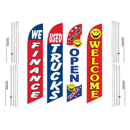 4 Swooper Flags With 4 Pole Kits We Financed Used Trucks Open Welcome