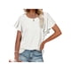 thumbnail image 1 of Txlixc Tops de mujer, cuello redondo con volantes, manga corta, ganchillo, hueco, suéter suelto, camiseta de color sólido Txlixc Moda, 1 of 7